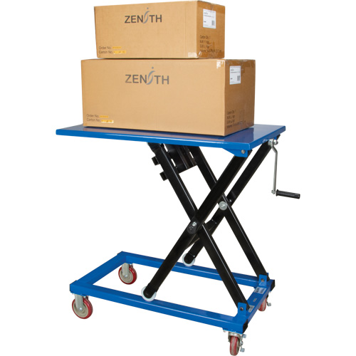 Manual Scissor Lift Table, 37-3/8" L x 23-5/8" W, Steel, 660 lbs. Capacity Duraquip Inc
