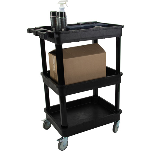 Chariot utilitaire avec tablette &agrave; bordure profonde, 3 tiers, 19" x 39-1/2" x 28-1/4", Capacit&eacute; 330 lb Duraquip Inc
