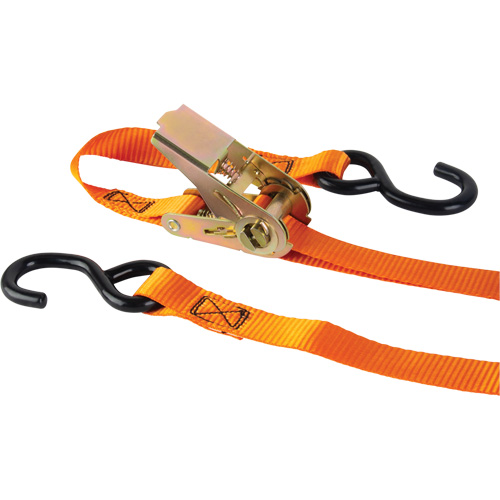 Ratchet Strap, S-Hook, 1" W x 12' L, 2200 lbs. (998 kg) Working Load Limit Duraquip Inc