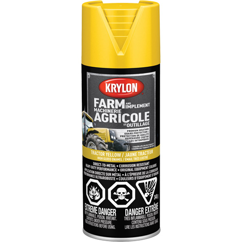 Peinture en a&eacute;rosol pour la ferme et l'&eacute;quipement, Jaune John Deere, Tr&egrave;s brillant, 12 oz, Canette a&eacute;rosol Duraquip Inc