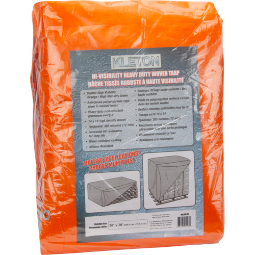 B&acirc;che tiss&eacute;e robuste haute visibilit&eacute;, Poly&eacute;thyl&egrave;ne, Vert/Orange, 20' x 30' x 12 mils Duraquip Inc