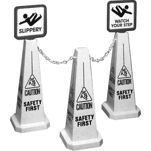 "Caution" Lamba Traffic Cones, English with Pictogram Duraquip Inc