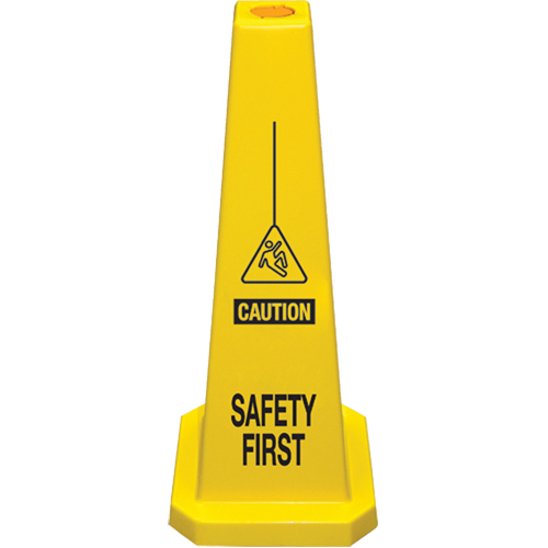 "Safety First" Lamba Traffic Cones, English with Pictogram Duraquip Inc