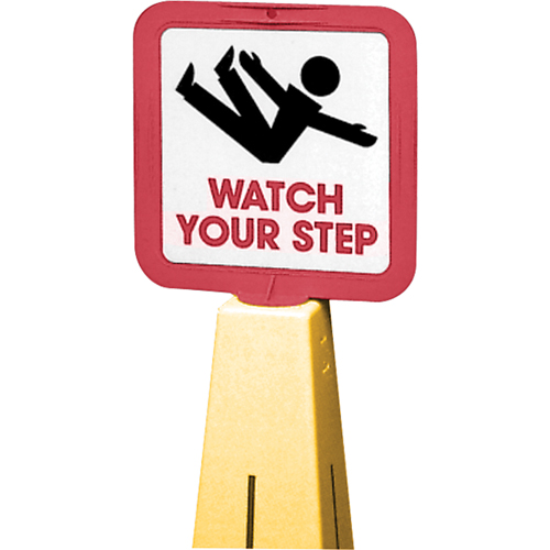 "Watch Your Step" Traffic Cone Message Label, Adhesive, English with Pictogram Duraquip Inc
