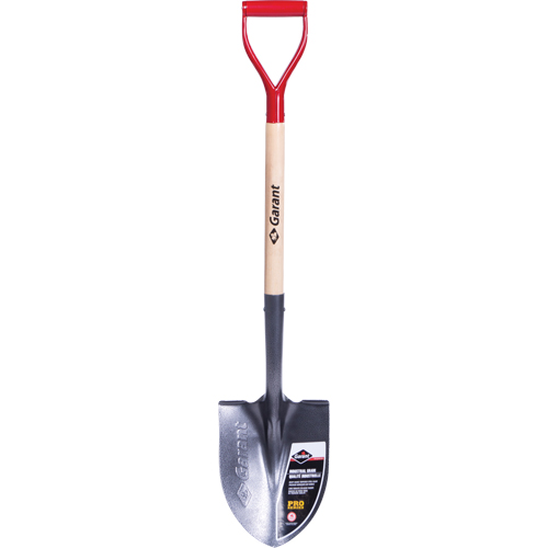 Pro Round Point Shovel, Tempered Steel Blade, Wood, D-Grip Handle Duraquip Inc