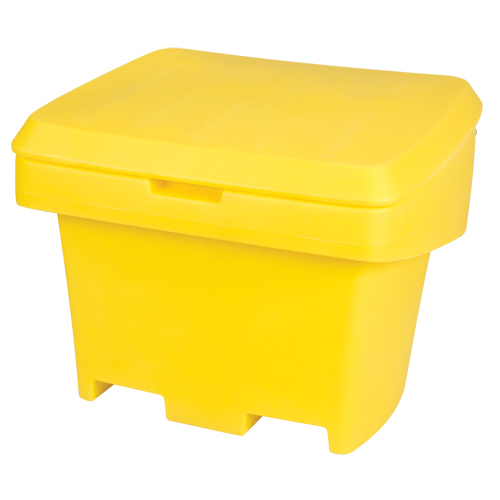 Heavy-Duty Outdoor Salt and Sand Storage Container, 30" x 24" x 24", 5.5 cu. Ft., Yellow Duraquip Inc