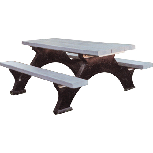Recycled Plastic Picnic Tables, 6' L x 62-1/4" W, Grey Duraquip Inc