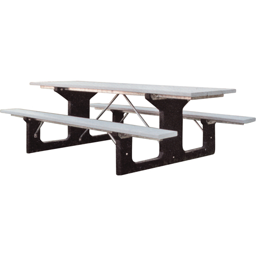 Recycled Plastic Picnic Tables, 6' L x 61-1/2" W, Grey Duraquip Inc