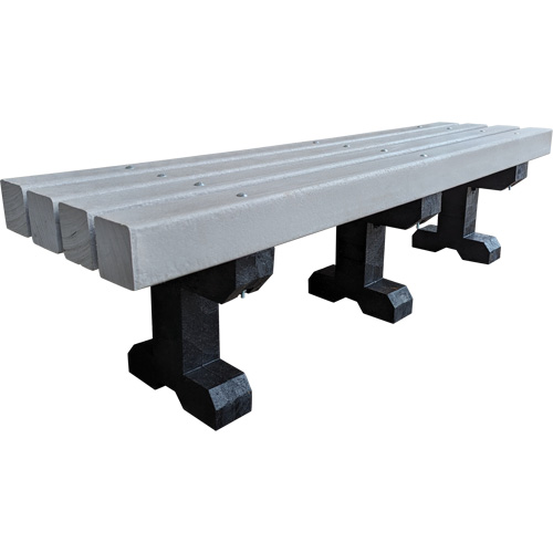Banc de parc, Plastique recycl&eacute;, 72" lo x 17" la x 17" h, Gris Duraquip Inc