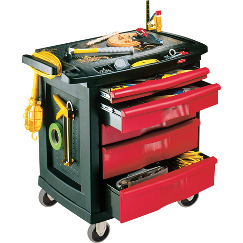 5-Drawer Mobile Work Centre, Plastic Surface Duraquip Inc