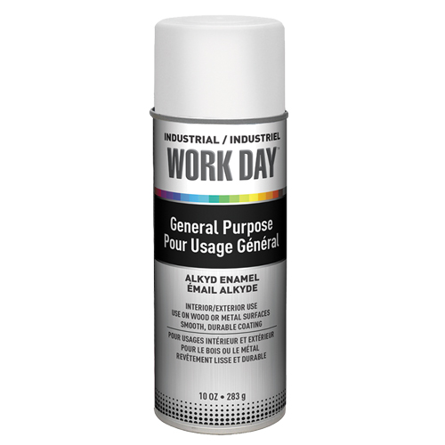 Industrial Work Day Paint, White, Gloss, 10 oz., Aerosol Can Duraquip Inc