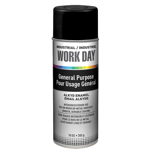 Peinture industrielle Work Day, Noir, Tr&egrave;s mat, 10 oz, Canette a&eacute;rosol Duraquip Inc