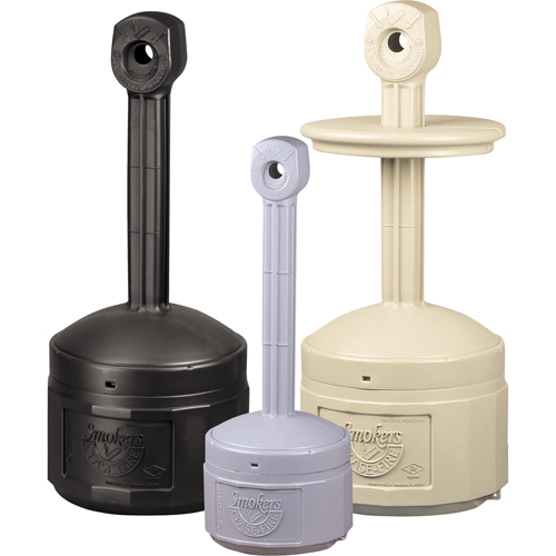 Cendriers Smoker's Cease-Fire, Sur pied, Plastique, Capacit&eacute; 1 gal. US, Hauteur 30" Duraquip Inc