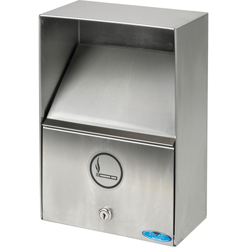 Smoking Receptacles, Wall-Mount, Stainless Steel, 3.3 Litres Capacity, 13-1/2" Height Duraquip Inc