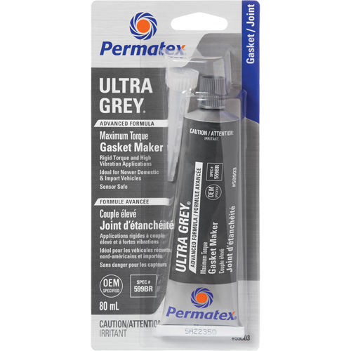 Ultra Grey&reg; Gasket Maker, Tube, 80 ml, -54°C - 260°C/-65°F - 500°F Duraquip Inc
