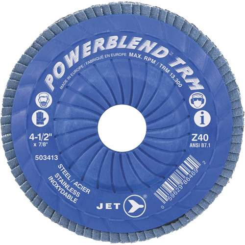 Disque &agrave; lamelles ajustables POWERBLEND TRM, 5" x 7/8", Type 29, Grain Z60, Alumine de zirconium Duraquip Inc