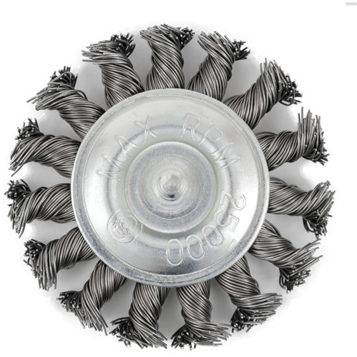 Brosse radiale &agrave; fils nou&eacute;s torsad&eacute;s mont&eacute; sur mandrin EKR275-20, 3", Fils ,02", Tige 1/4" Duraquip Inc