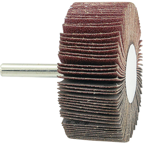 Mounted Flapwheel, 80 Grit, 2-1/2" x 1" x 1/4" Duraquip Inc
