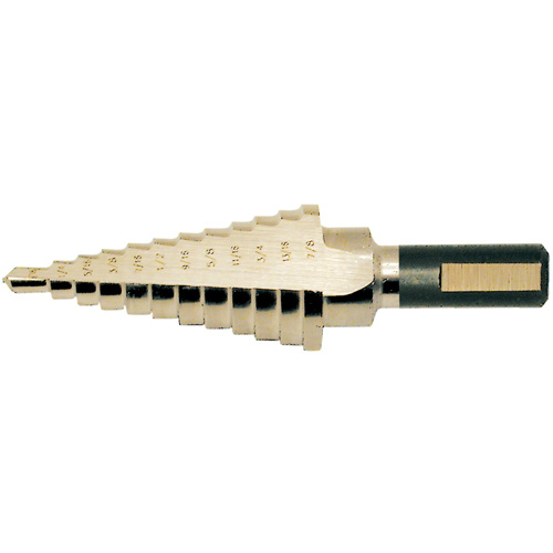 Super Premium Step Drill, 1/8" - 1/2" , 1/32" Increments, High Speed Steel Duraquip Inc
