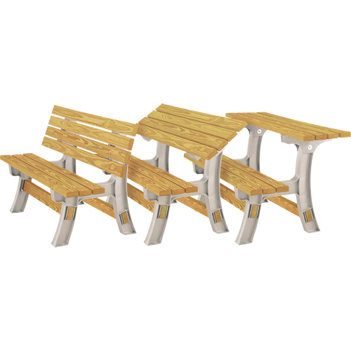 Basics&reg; Flip Top Park Bench / Table, Plastic, 96" L x 26" W x 34" H, Sand Duraquip Inc