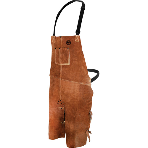 Leather Welding Apron, Split-Leg Bib, 36" L, Brown Duraquip Inc
