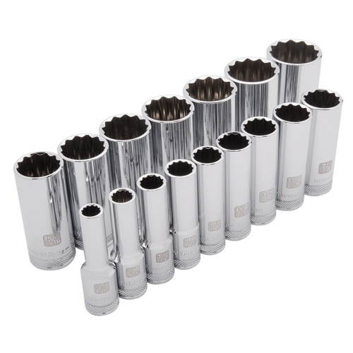 Jeu de douilles SAE, 16 Mcx, Prise de 1/2", Profond Duraquip Inc