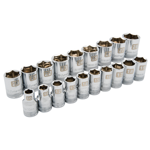 Jeu de douilles m&eacute;triques, 19 Mcx, Prise de 1/2" Duraquip Inc