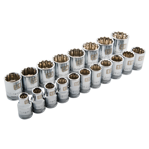 Jeu de douilles m&eacute;triques, 19 Mcx, Prise de 1/2" Duraquip Inc