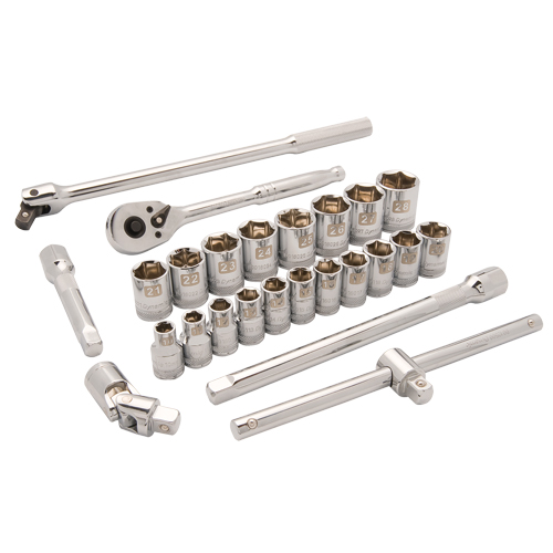 Jeu de douilles m&eacute;triques, 25 Mcx, Prise de 1/2" Duraquip Inc