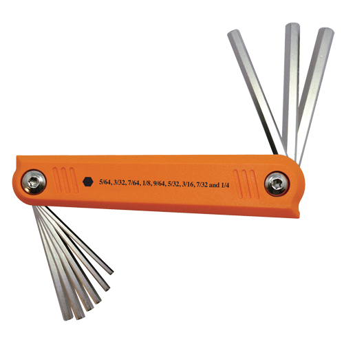 Folding Hex Key Set, 9 Pcs., Imperial Duraquip Inc