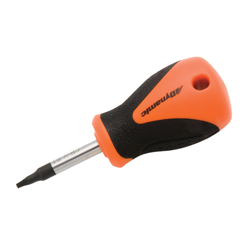Square Recess Stubby Screwdriver, #2 Tip, Round, 3-4/5" L, Plastic/Wood/Cushion Grip Handle Duraquip Inc