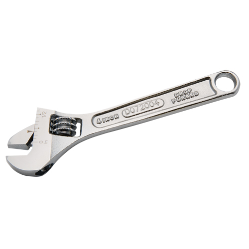 Adjustable Wrench, 4" L, 1/2" Max Width, Chrome Duraquip Inc