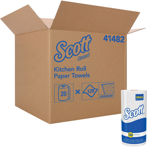 Scott&reg; Kitchen Roll Towels, 1 Ply, 128 Sheets/Roll, 11" W, 8.78" L Duraquip Inc