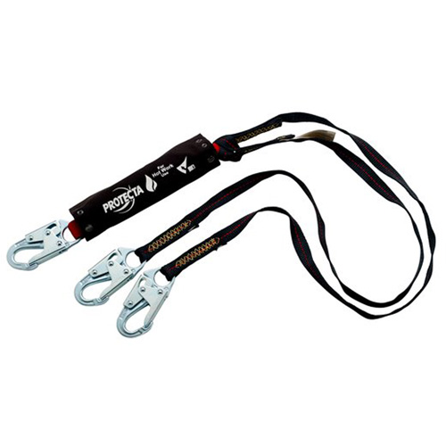 PRO Shock-Absorbing Lanyard, 4', Snap Hook Center, Snap Hook Leg Ends, Kevlar&reg; Duraquip Inc