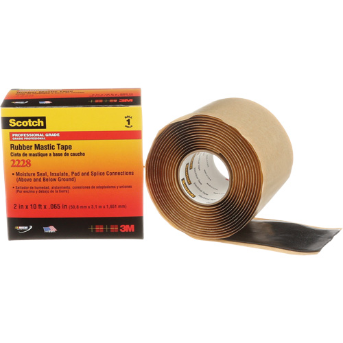 Ruban de mastic de caoutchouc 2228 Scotch, 50,8 mm (2") x 3 m (10'), Noir Duraquip Inc