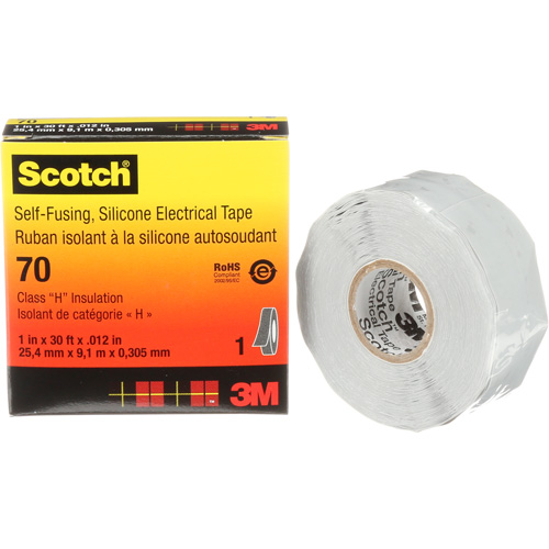 Ruban isolant en caoutchouc de silicone autofusionnant Scotch, 25,4 mm (1") x 9 m (30'), Gris, 12 mils Duraquip Inc