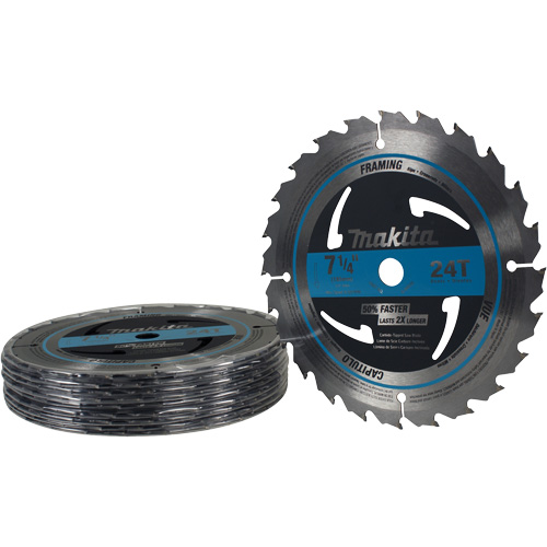 Lame de scie circulaire pour charpente &agrave; pointes au carbure, 7-1/4", 24 dents, Pour Bois Duraquip Inc