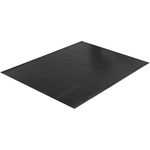 Tapis &agrave; nervures larges, Couloir, 4' x 75' x 1/8", Noir Duraquip Inc