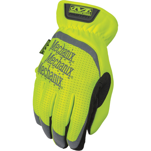 FastFit&reg; High-Visibility Work Gloves, Synthetic Palm, Size Medium/9 Duraquip Inc