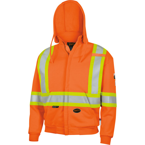 338SF Flame-Resistant Zip Style Hoodie, Men's, X-Large, High Visibility Orange, 22 cal/cm² Duraquip Inc