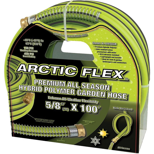 Premium Hybrid Polymer Garden Hose, PVC/Rubber, 5/8" dia. x 100' Duraquip Inc