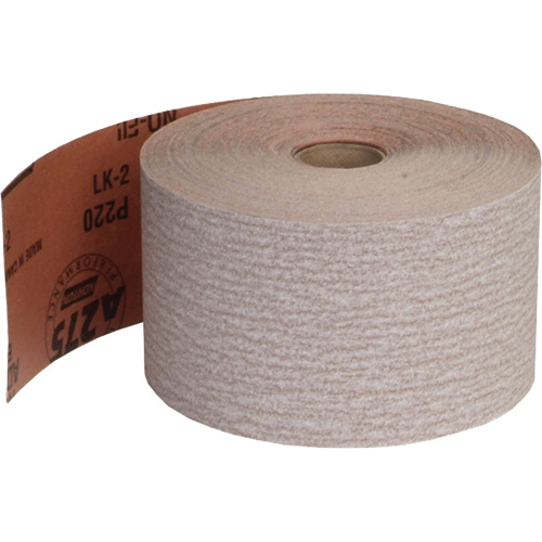 Rouleau de papier abrasif PSA sans chargement, Oxyde d'aluminium, 2-3/4" la x 135' lo, Grain 220 Duraquip Inc