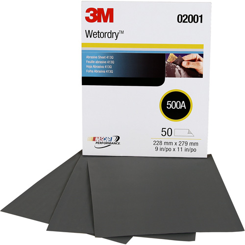 Wetordry Abrasive Sheet 411Q, 9" x11", 500 Grit, Silicon Carbide Duraquip Inc