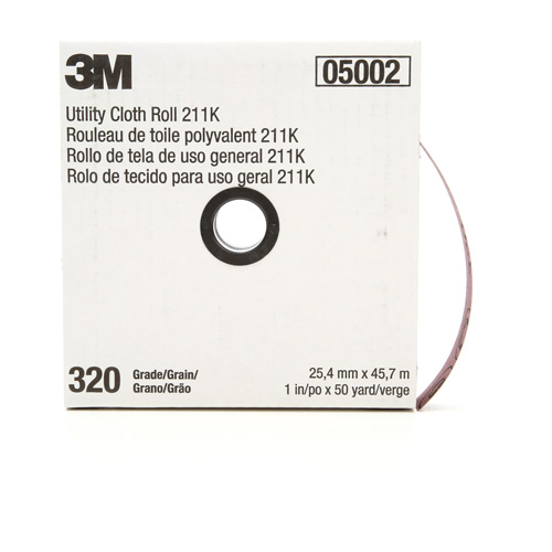 Rouleau de toile abrasive polyvalente 211K, Oxyde d'aluminium, 1" la x 150' lo, Grain 320 Duraquip Inc