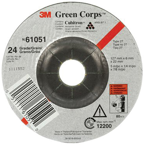 Meule flexible Green Corps, 5" x 1/4", Arbre 7/8", C&eacute;ramique, Type 1 Duraquip Inc