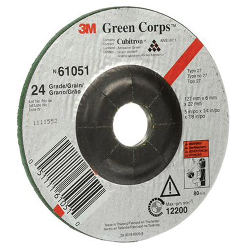 Meule flexible Green Corps, 5" x 1/4", Arbre 7/8", C&eacute;ramique, Type 1 Duraquip Inc