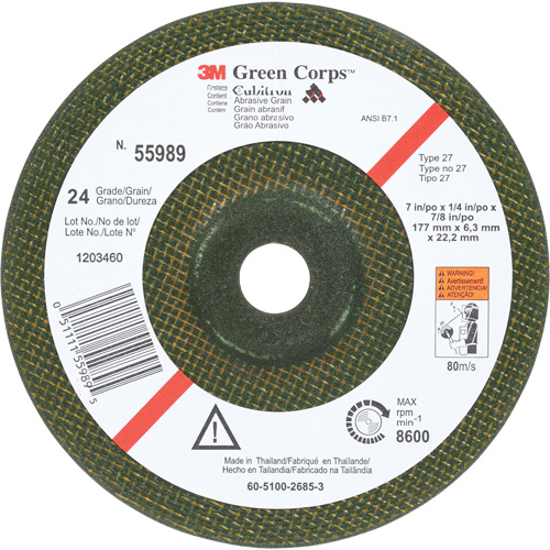 Meule flexible Green Corps, 7" x 1/4", Arbre 7/8", C&eacute;ramique, Type 1 Duraquip Inc