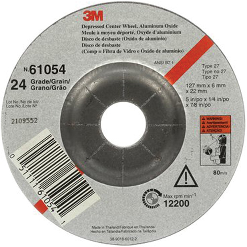 Depressed Centre Grinding Wheel, 5" x 27, Aluminum Oxide Duraquip Inc