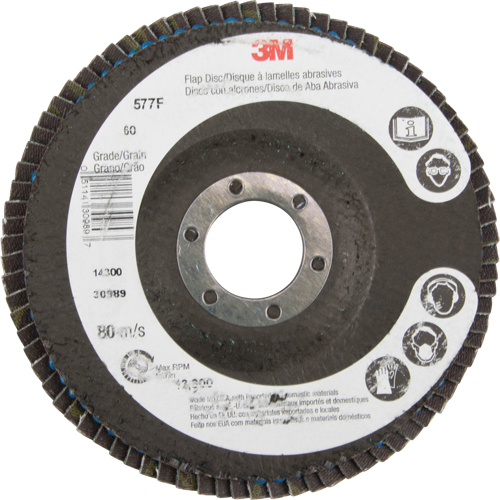 Flap Wheels - 577F Flap Discs, 4-1/2" x 7/8", Type 29, 60 Grit, Zirconium Duraquip Inc