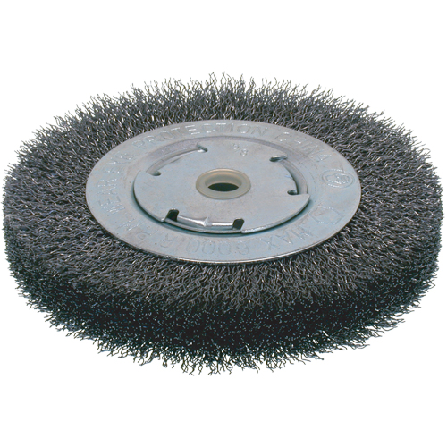 Brosses &eacute;conomiques &agrave; fils cr&ecirc;p&eacute;s - Face large, 6" dia., Fils 0.014, Arbre 2" Duraquip Inc
